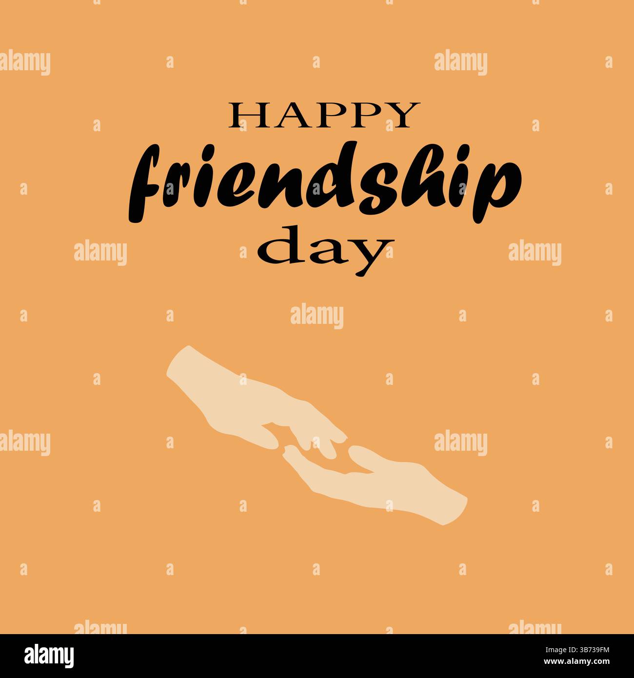 Illustrazione vettoriale della giornata internazionale dell'amicizia con elementi dell'amicizia su sfondo arancione. Poster, striscione, modello di biglietto d'auguri. Illustrazione Vettoriale