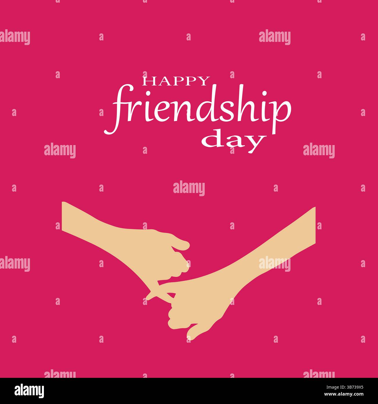 Felice giornata internazionale dell'amicizia colorata Typography Vector Illustration with Friendship Hands on Pink background per poster. Illustrazione Vettoriale