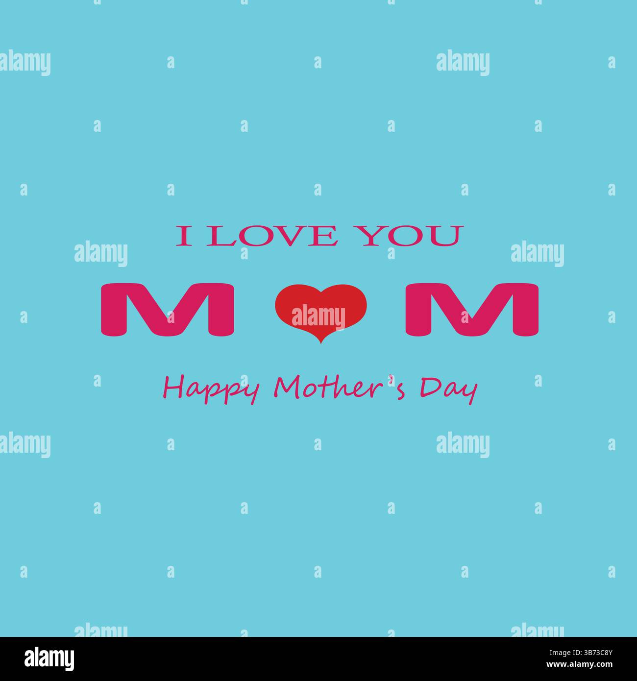 Ti amo mamma. Biglietto di auguri per la festa della mamma. Illustrazione grafica vettoriale o concetto di logo. Simboli dell'amore su sfondo blu. File EPS. Illustrazione Vettoriale