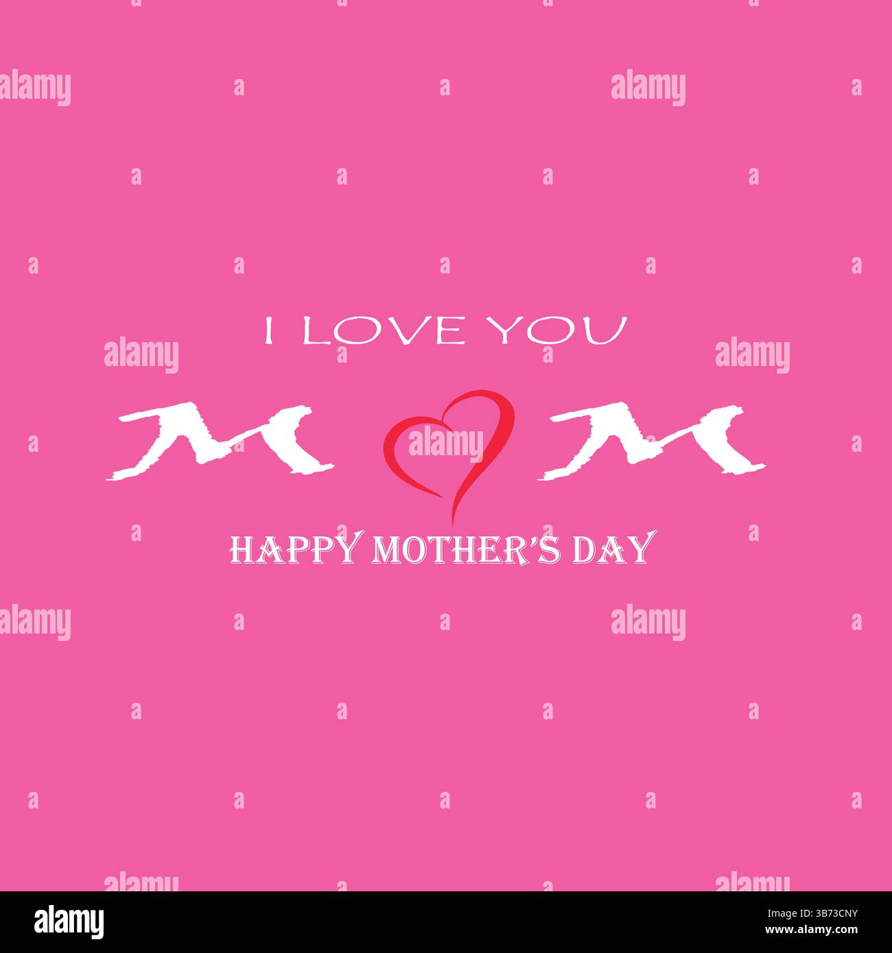 Ti amo mamma. Biglietto di auguri per la festa della mamma. Illustrazione grafica vettoriale o concetto di logo. Simboli d'amore su sfondo rosa. File modificabile EPS. Illustrazione Vettoriale