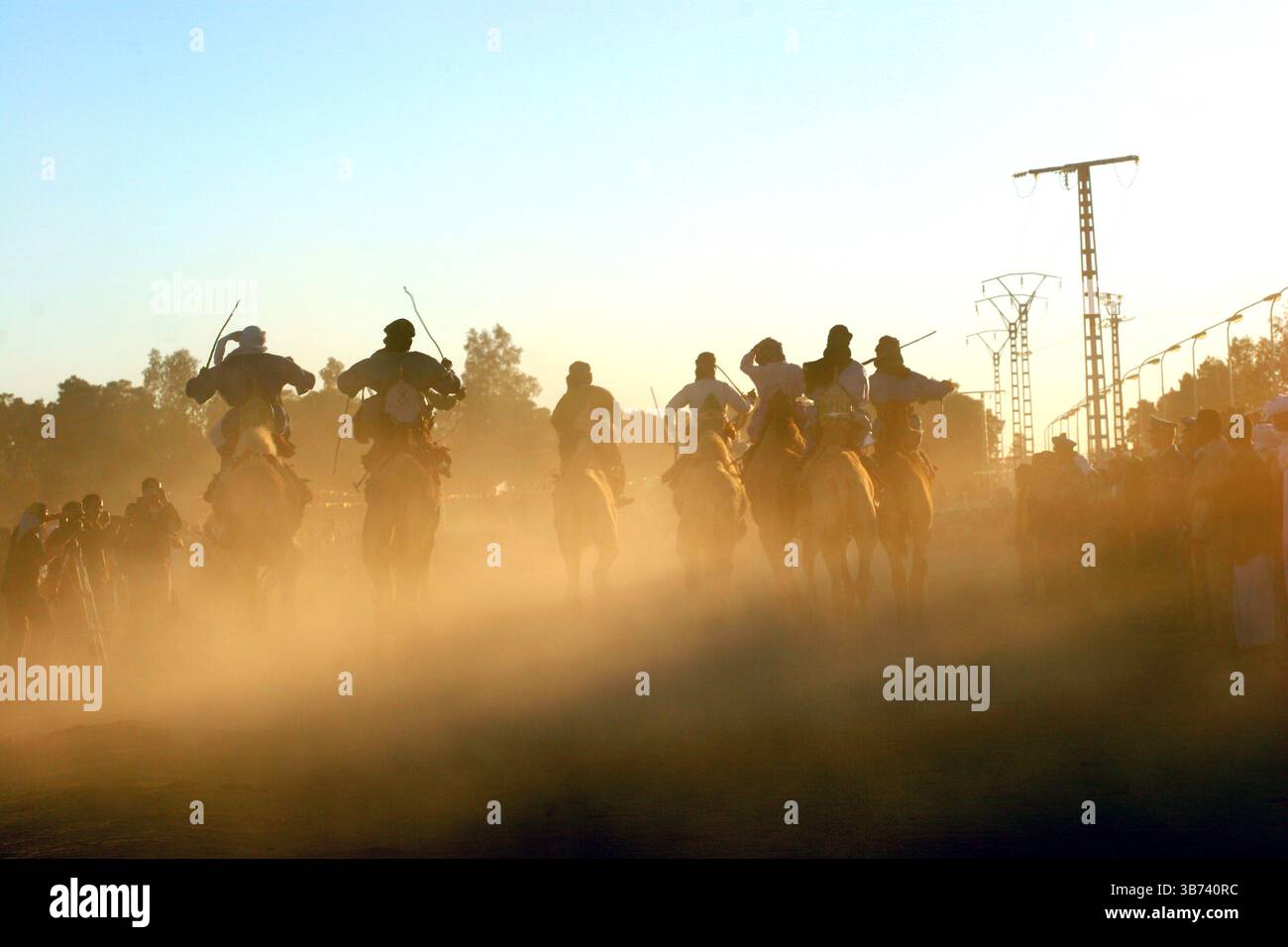 Carriere di cammelli nel Festival del Turismo, Sahariano, Tamanrasset, Parco Nazionale di Hoggar, deserto del Sahara Foto Stock