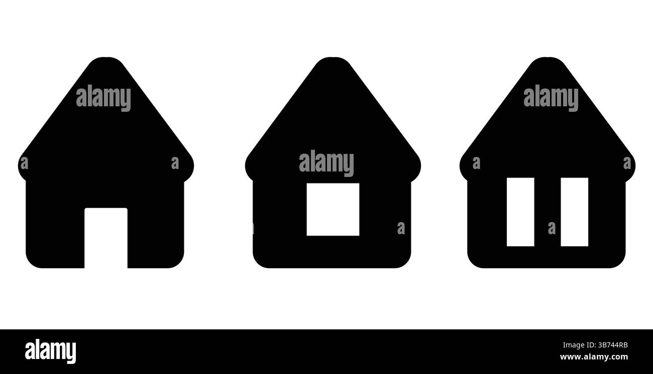 Set di icone Home per la progettazione di siti Web e app. Simbolo grafico Vector home isolato su sfondo bianco. File EPS modificabile incluso. Illustrazione Vettoriale