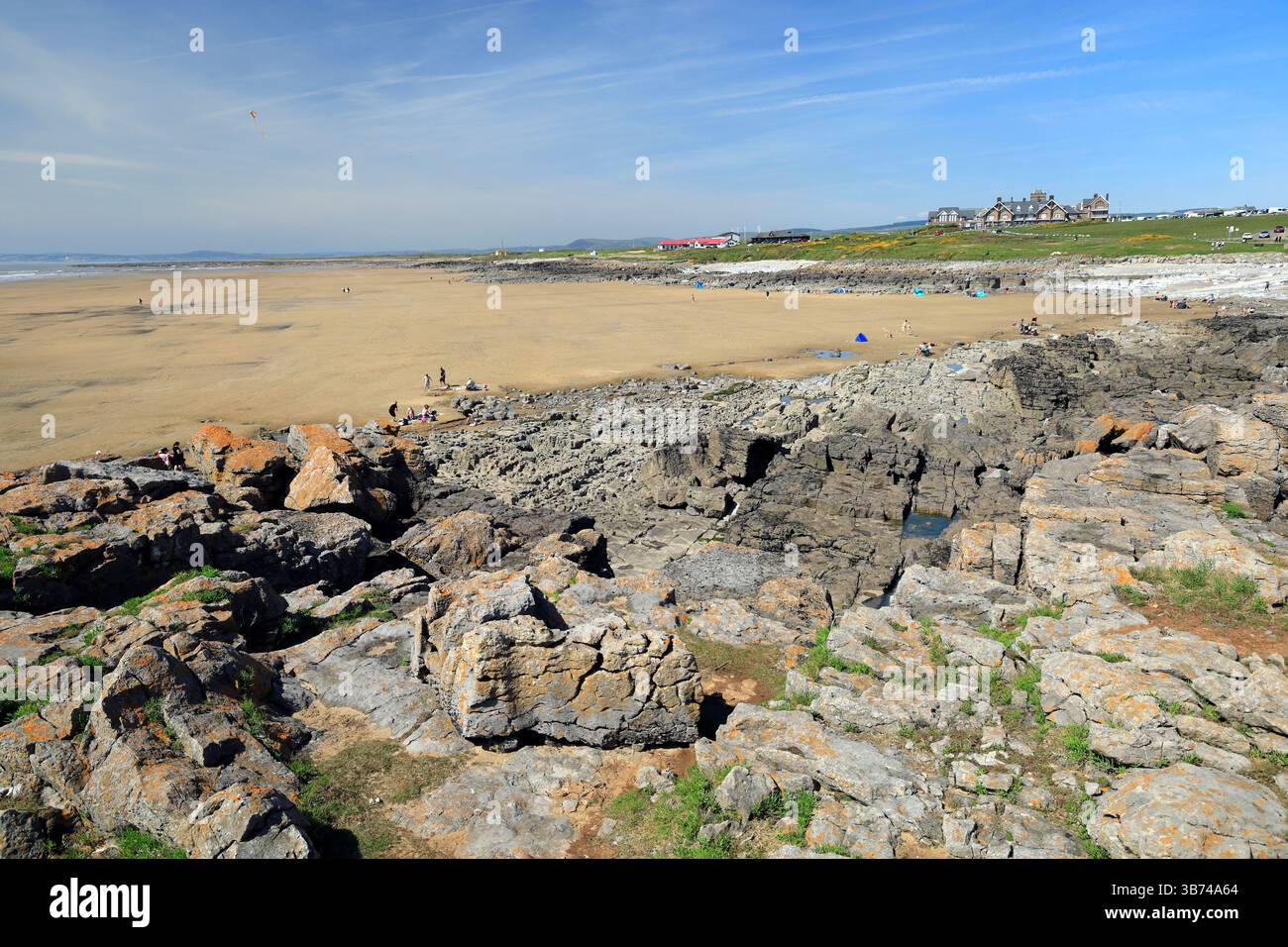 Rest Bay e Royal Porthcawl Golf Club, Porthcawl, Galles del Sud, Regno Unito. Foto Stock