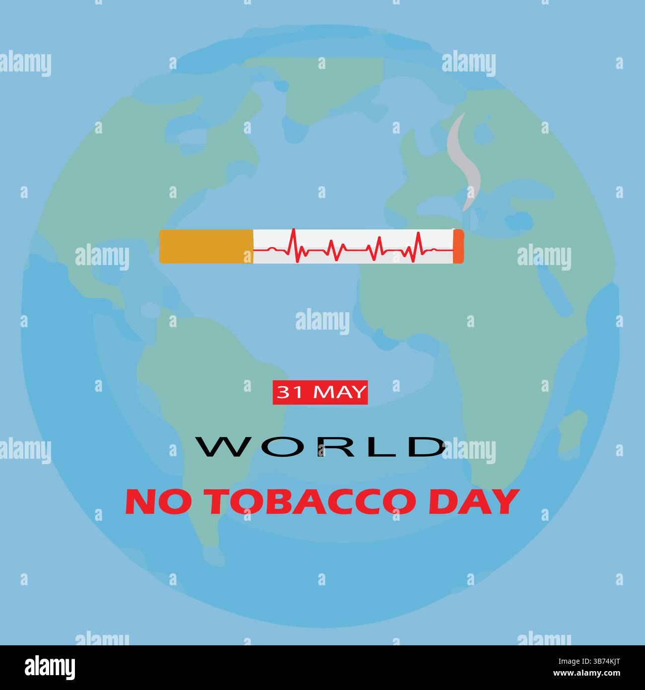 Giornata mondiale senza tabacco. Design creativo di poster e banner per la campagna anti-fumo. Vita contro sigarette. Smettere di fumare. 31 maggio. Illustrazione Vettoriale