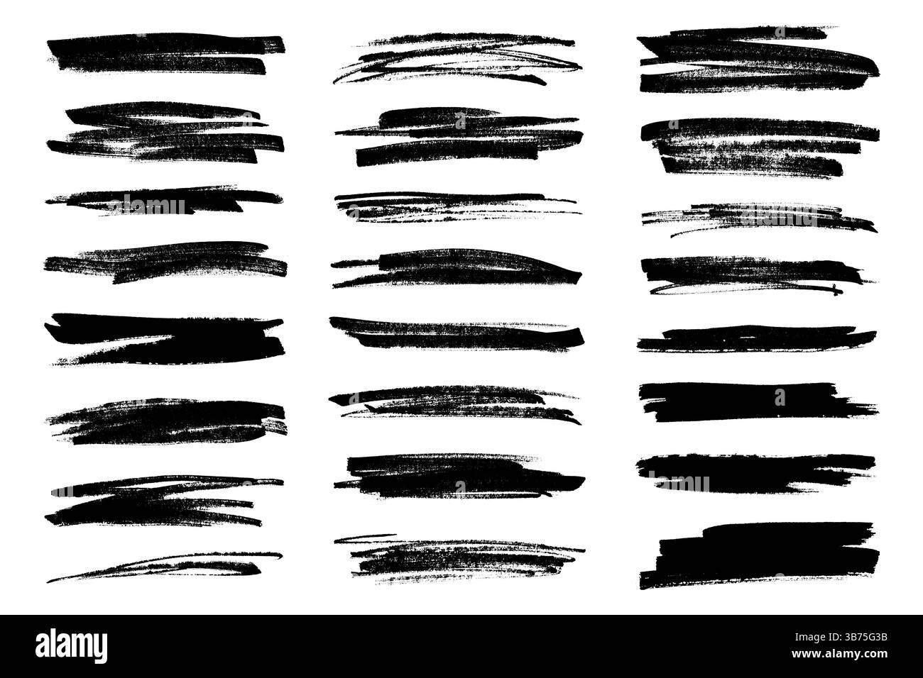 Linee di demarcazione indelebili per sottolineatura ed evidenziazione. Raccolta traccia marcatore nero. Disegna a mano evidenziatori e sottolineature di marcatori Illustrazione Vettoriale