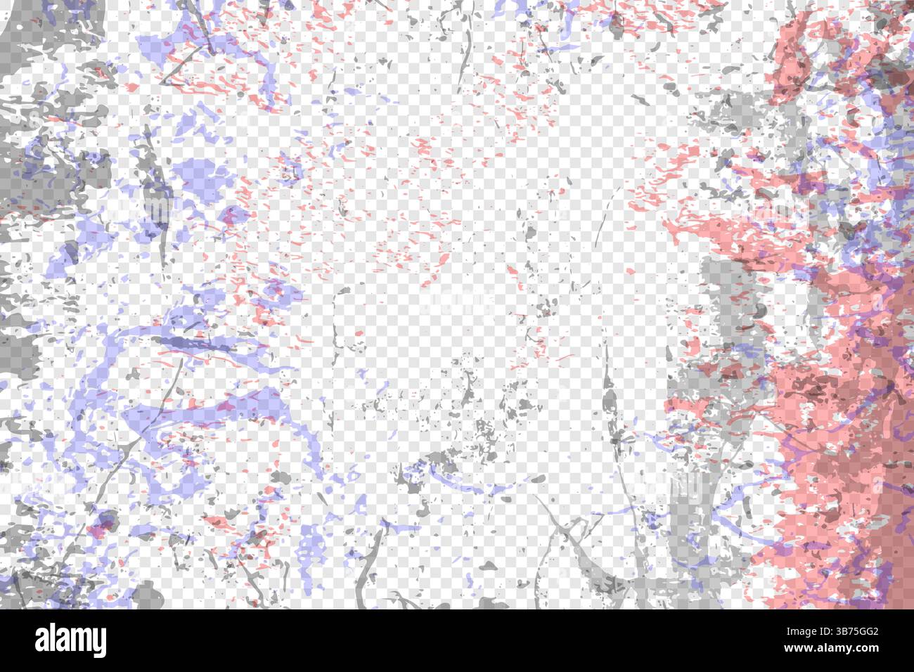 Illustrazione vettoriale. Texture grunge astratta e artistica con dettagli in rilievo. Miscela di spruzzi di inchiostro rosso, blu e grigio Illustrazione Vettoriale