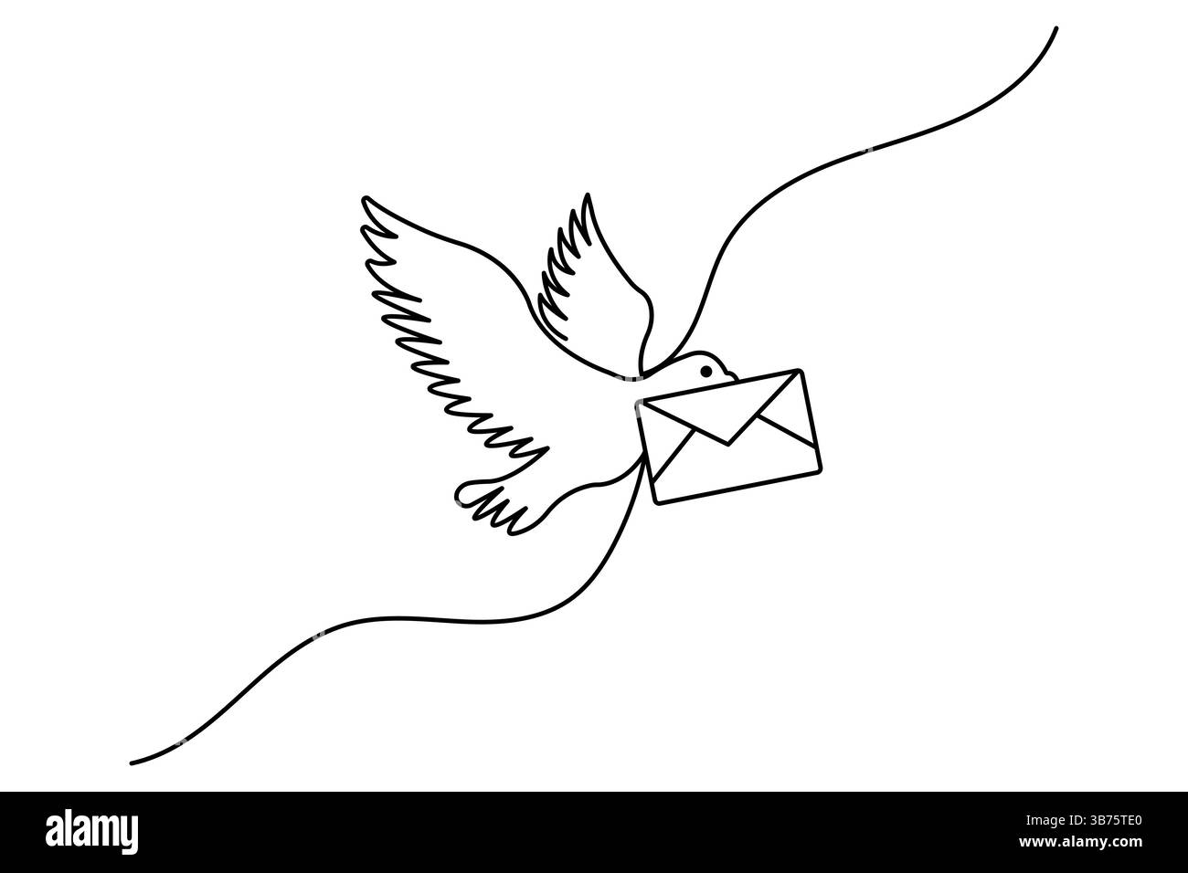 Lettera d'amore disegno continuo su una linea dell'icona vettoriale semplice di san valentino Illustrazione Vettoriale