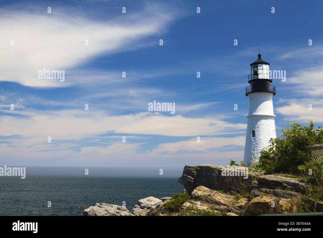 Portland Head Light (faro) a Cape Elizabeth (sobborgo di Portland), Maine, Stati Uniti, Nord America Foto Stock