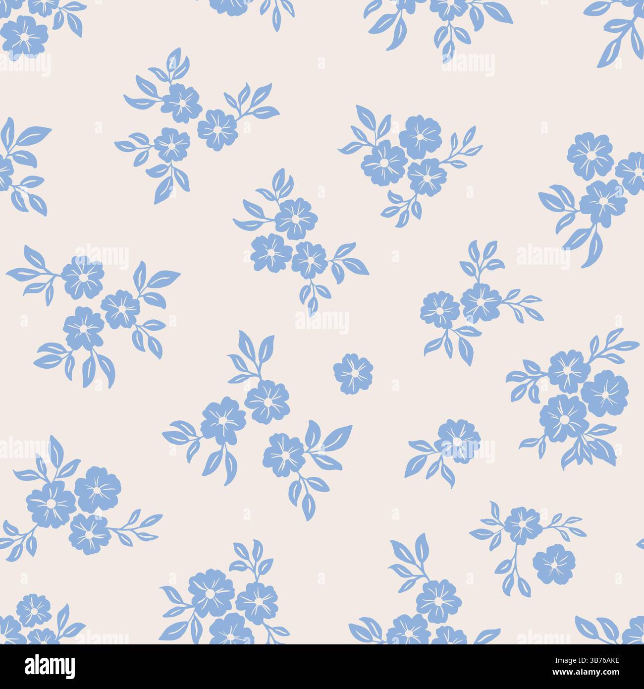 Stampa in tessuto bianco crema e blu pastello con motivo vettoriale senza cuciture Ditsy, scrapbooking. Illustrazione vettoriale Illustrazione Vettoriale