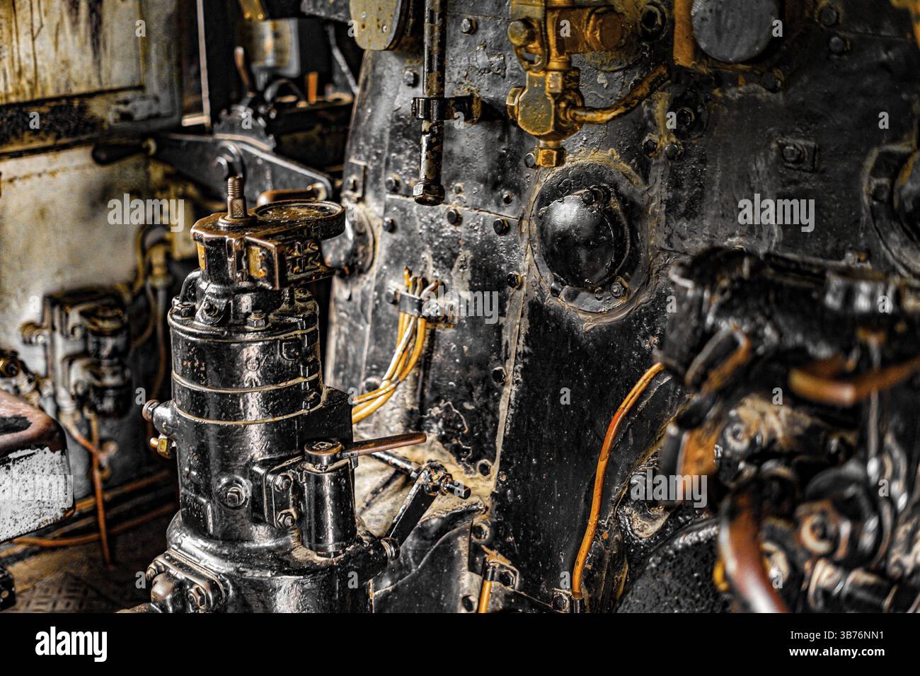 Locomotiva a vapore della sala macchine. Luogo di tiro: Area metropolitana di Tokyo Foto Stock