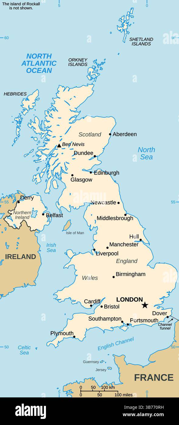 Mappa del Regno Unito. Mappa del Regno Unito, proiezione mercator, prodotto dalla CIA, 2006 Foto Stock