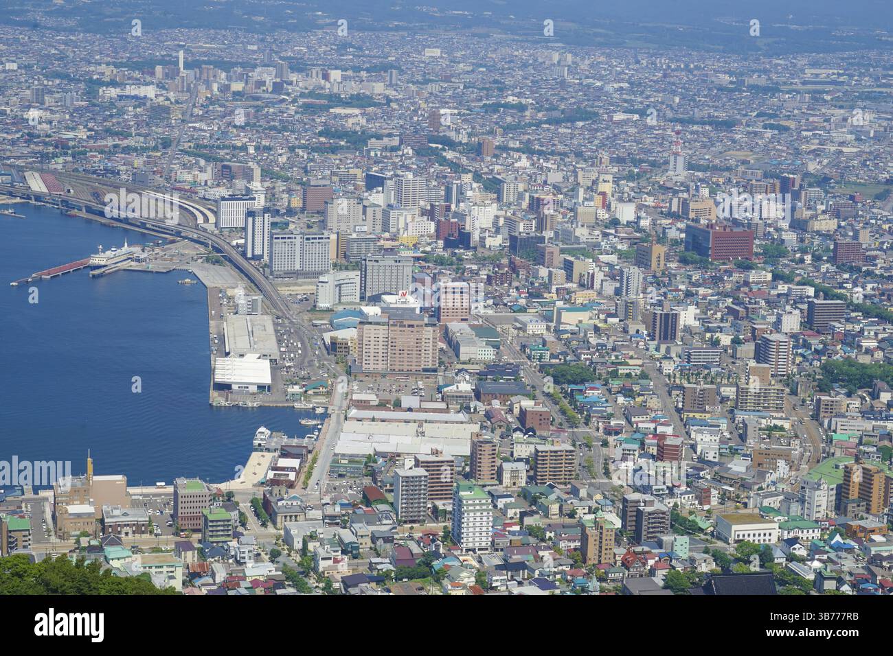 Paesaggio urbano di Hakodate (fotografato da Mt. Hakodate). Luogo di tiro: Hokkaido Hakodate Città Foto Stock