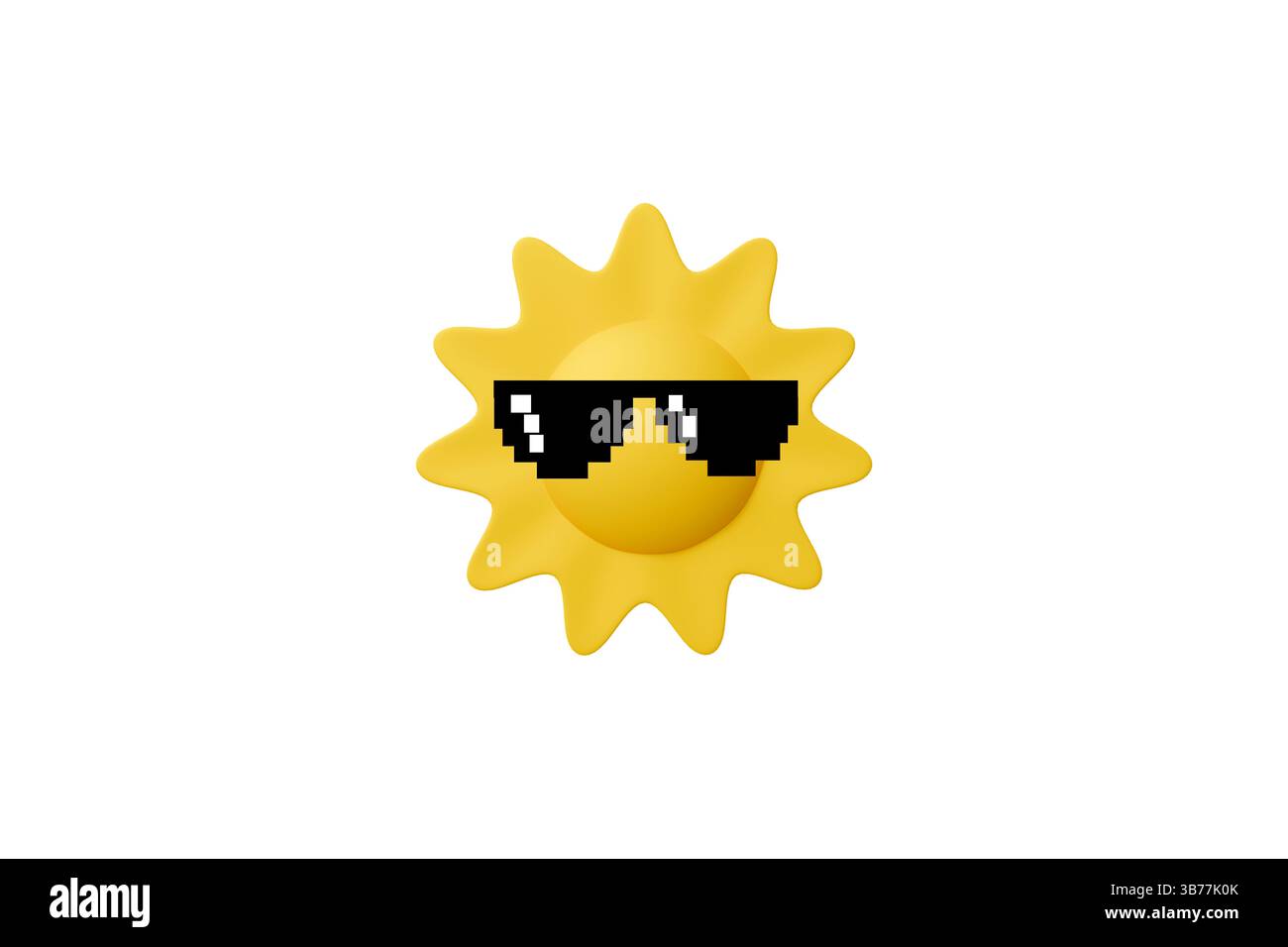 Modello 3D: Occhiali da sole gialli in pixel, sole e tempo, sole caldo Foto Stock