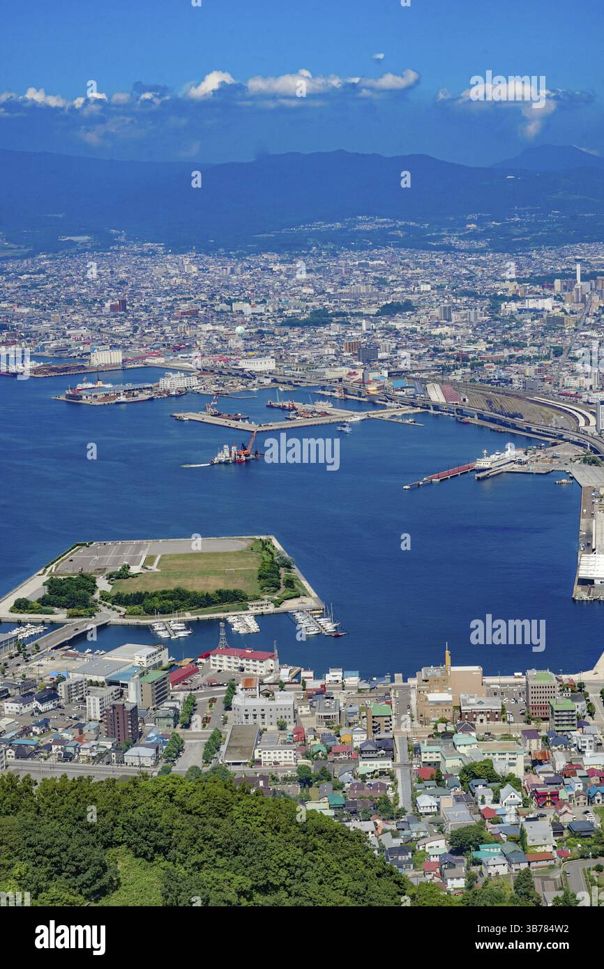Paesaggio urbano di Hakodate (fotografato da Mt. Hakodate). Luogo di tiro: Hokkaido Hakodate Città Foto Stock