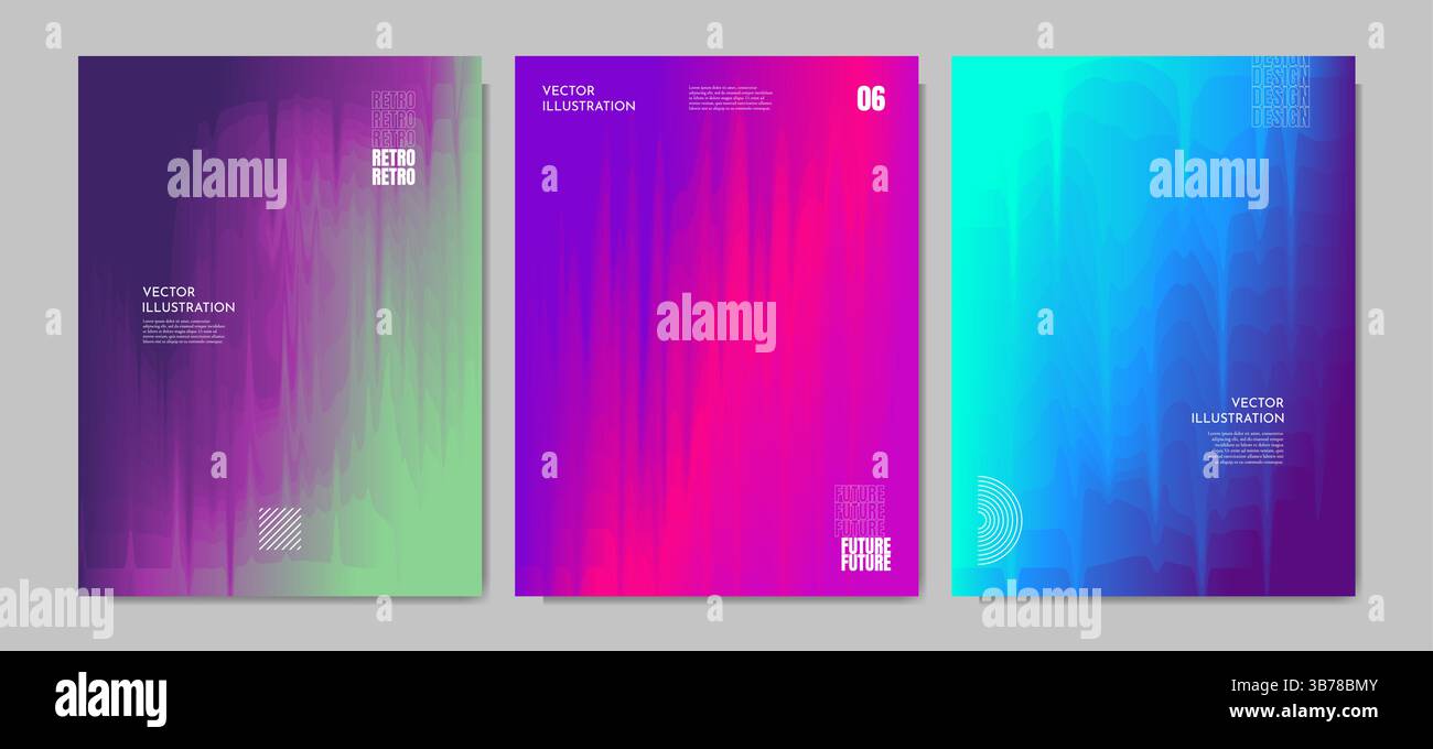 Illustrazione vettoriale. Effetto glitch liquido gocciolante. Fluido a colori fluido. Sfondo a gradiente di colore intenso. Design moderno e alla moda. Elementi di progettazione Illustrazione Vettoriale