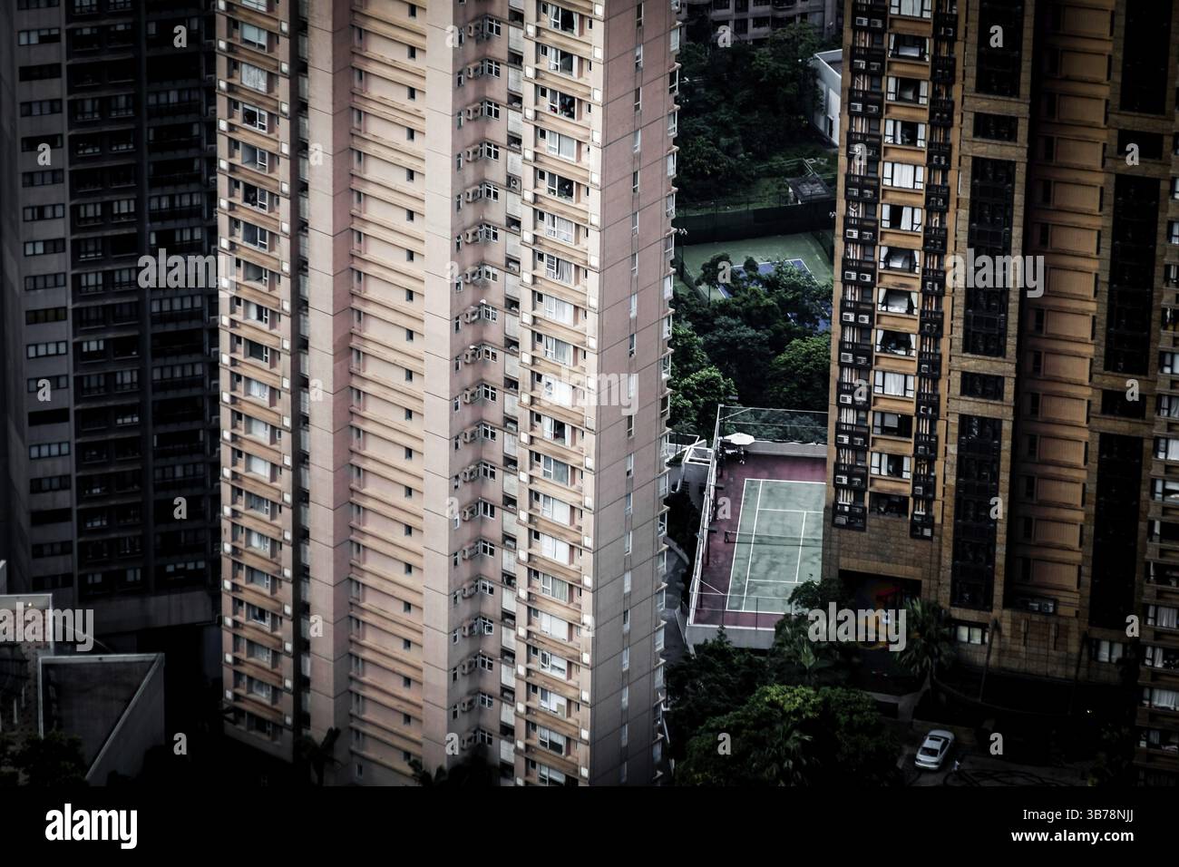 Grattacieli di Hong Kong visibili dal Victoria Peak. Località di ripresa: Hong Kong Special Administrative Region Foto Stock
