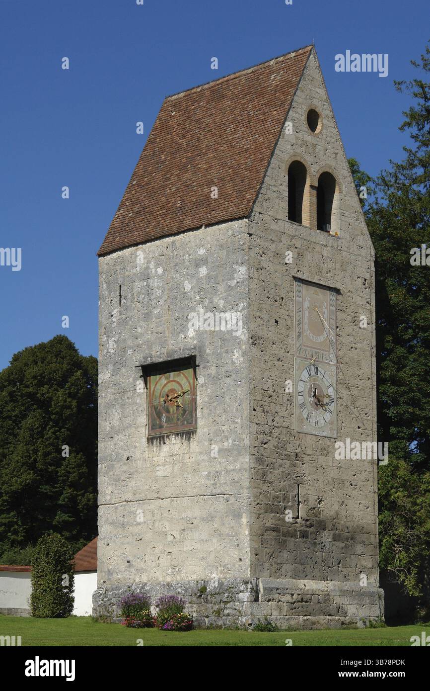 Chiostro, chiostro, WESSOBRUNN, CHIOSTRO WESSOBRUNN, BAVIERA, GERMANIA, GERMANIA, PFAFFENWINKEL, AMMERSEE, CODEX, PREGHIERA, WESSOBRUNNER GEBET, GRAUER HER Foto Stock