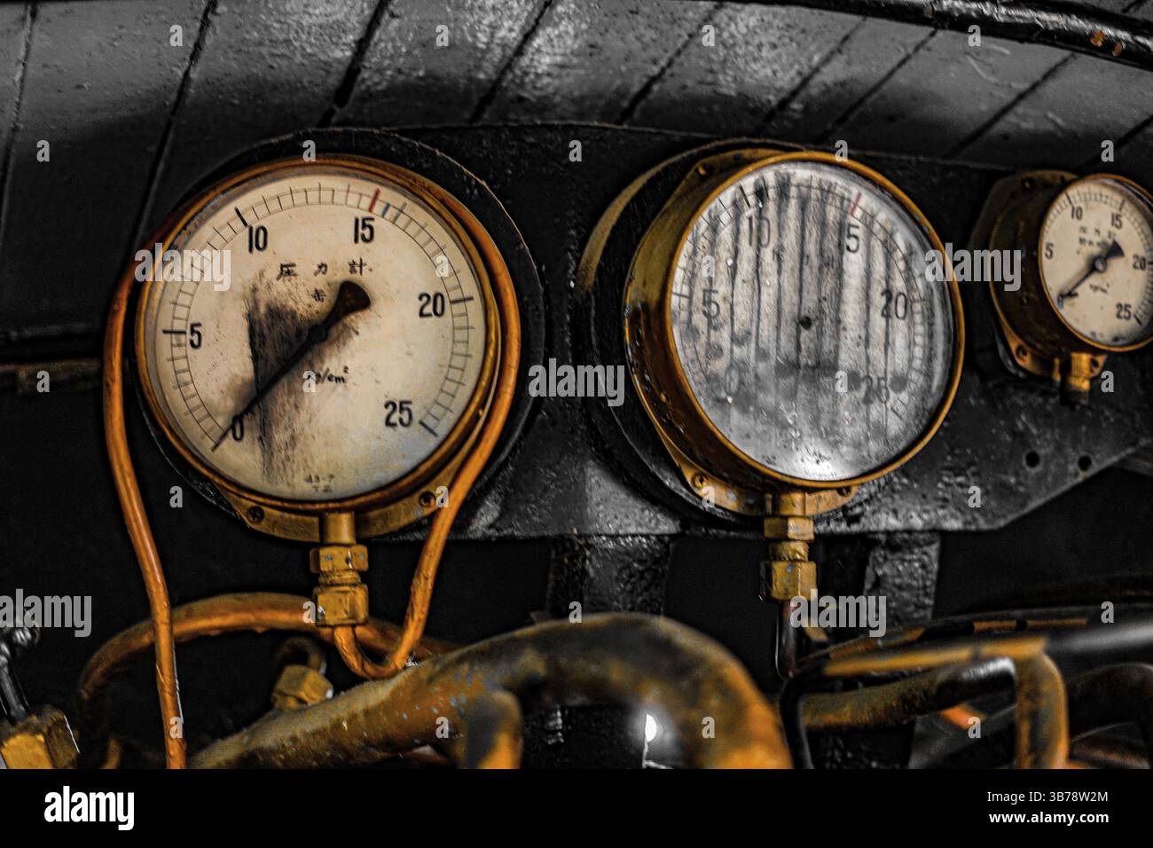 Locomotiva a vapore della sala macchine. Luogo di tiro: Area metropolitana di Tokyo Foto Stock