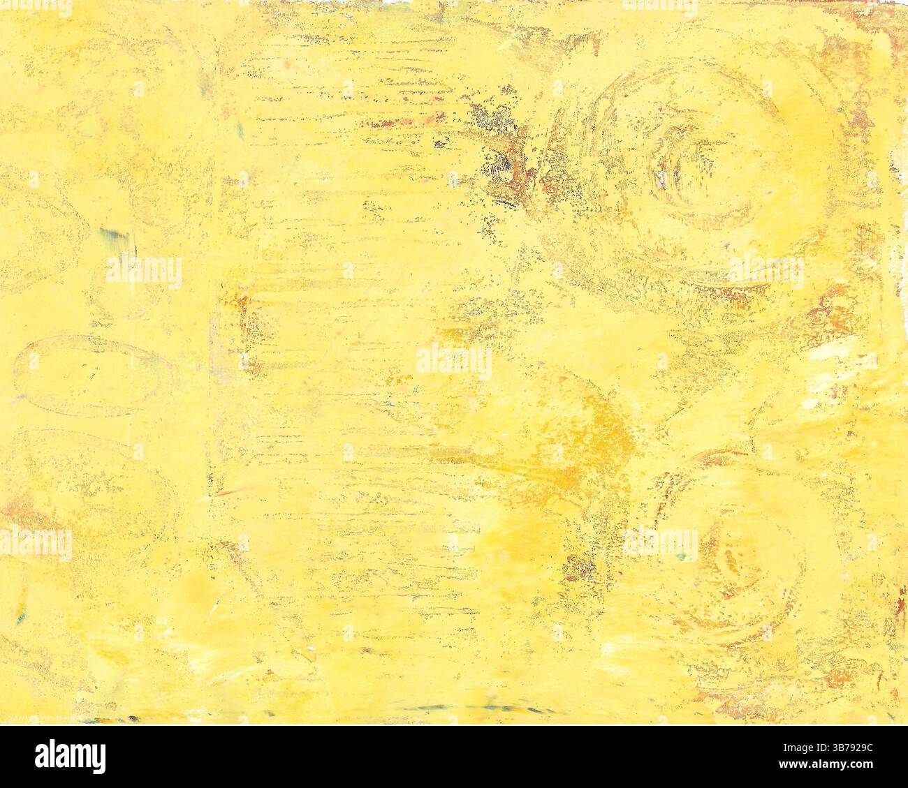 Texture in giallo e marrone, stampata utilizzando il processo di stampa Gelli. Foto Stock