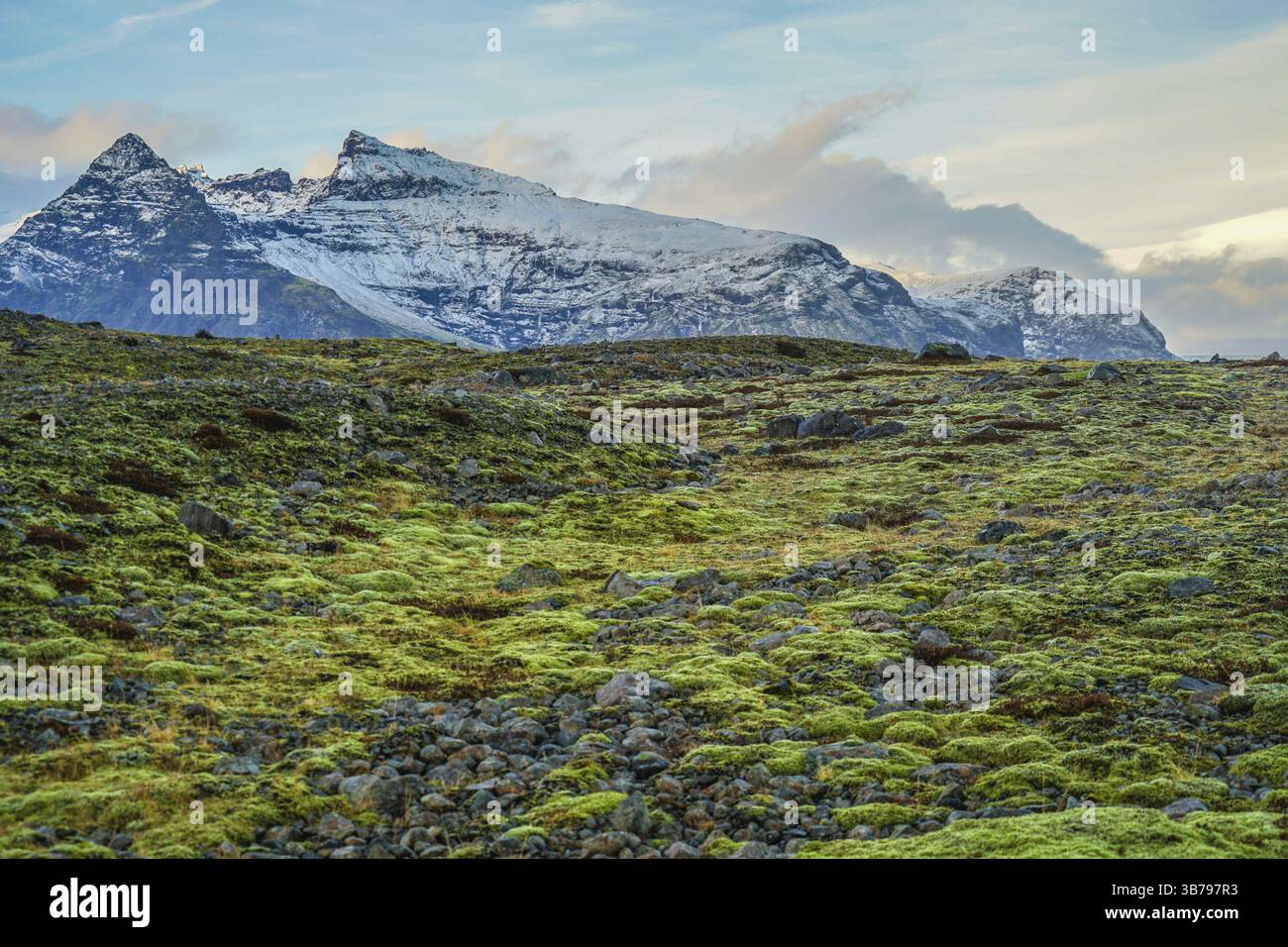 Islanda Fjallsarlon lago neve montagna di. Luogo delle riprese: Islanda, Reykjavik Foto Stock