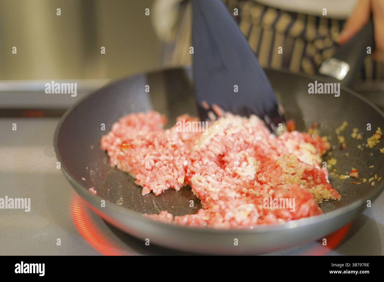 Paesaggio della cucina con carne macinata. Luogo di tiro: Yokohama-città prefettura di kanagawa Foto Stock