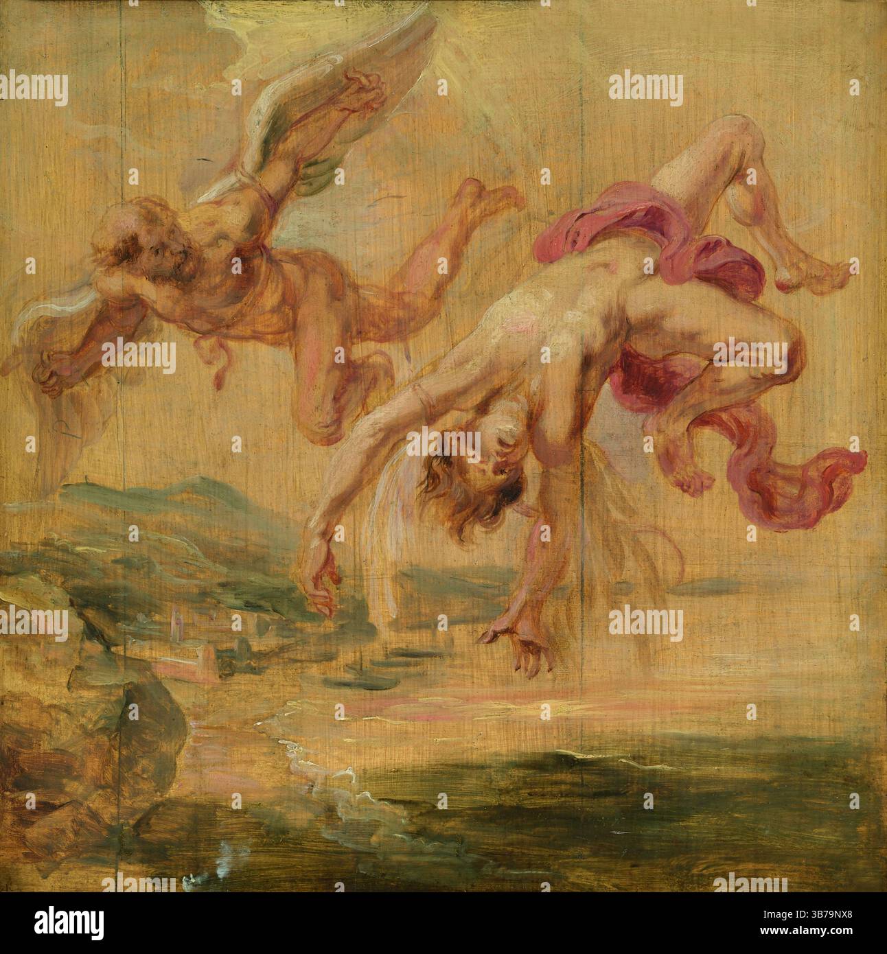 Paesaggio con la caduta di Icaro. Museo: Musées royaux des Beaux-Arts de Belgique, Bruxelles. Autore: Pieter Paul Rubens. Foto Stock