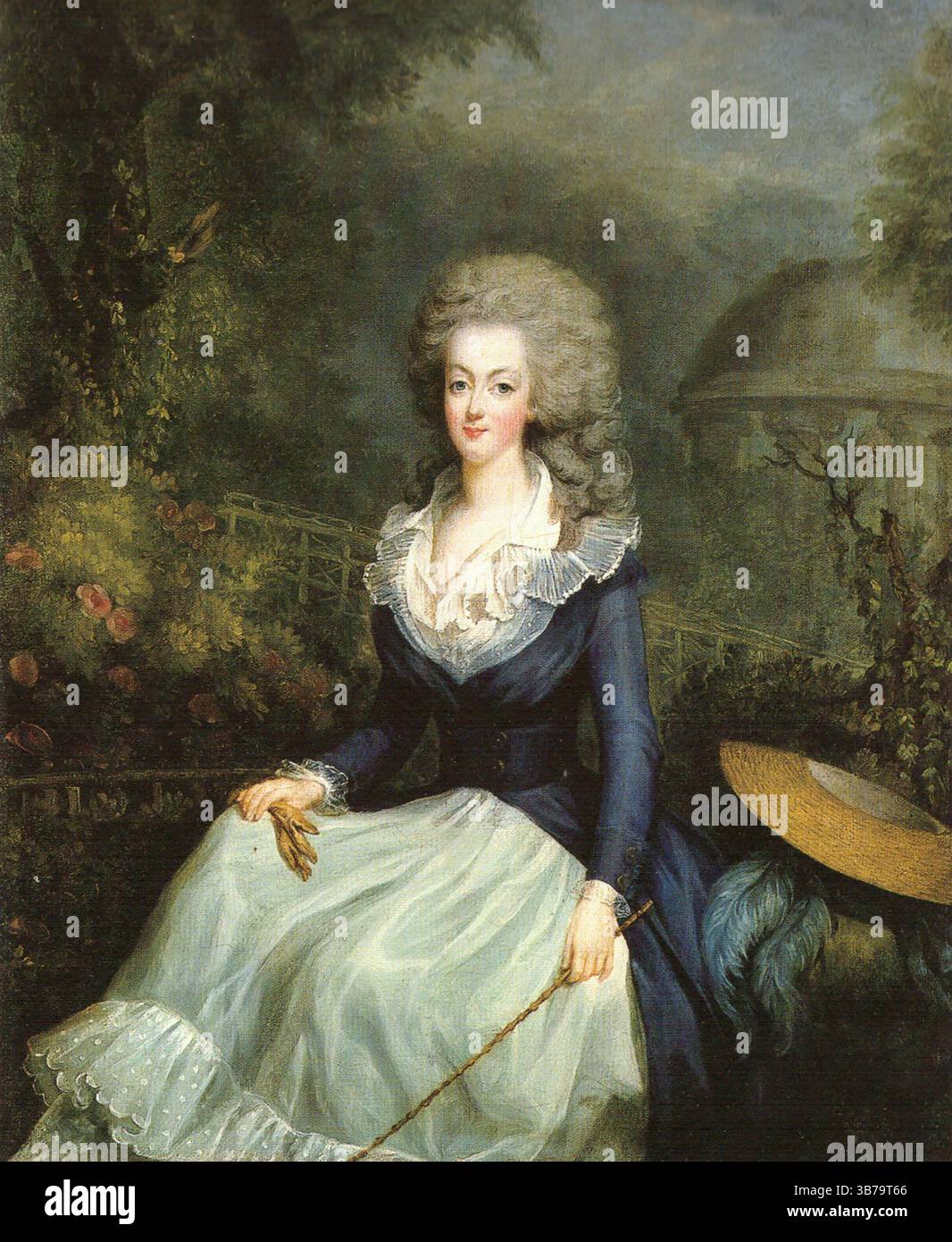 Marié-Antoinette devant le Temple de l'Amour. Museo: COLLEZIONE PRIVATA. Autore: Jean-Baptiste André Gautier Dagoty. Foto Stock