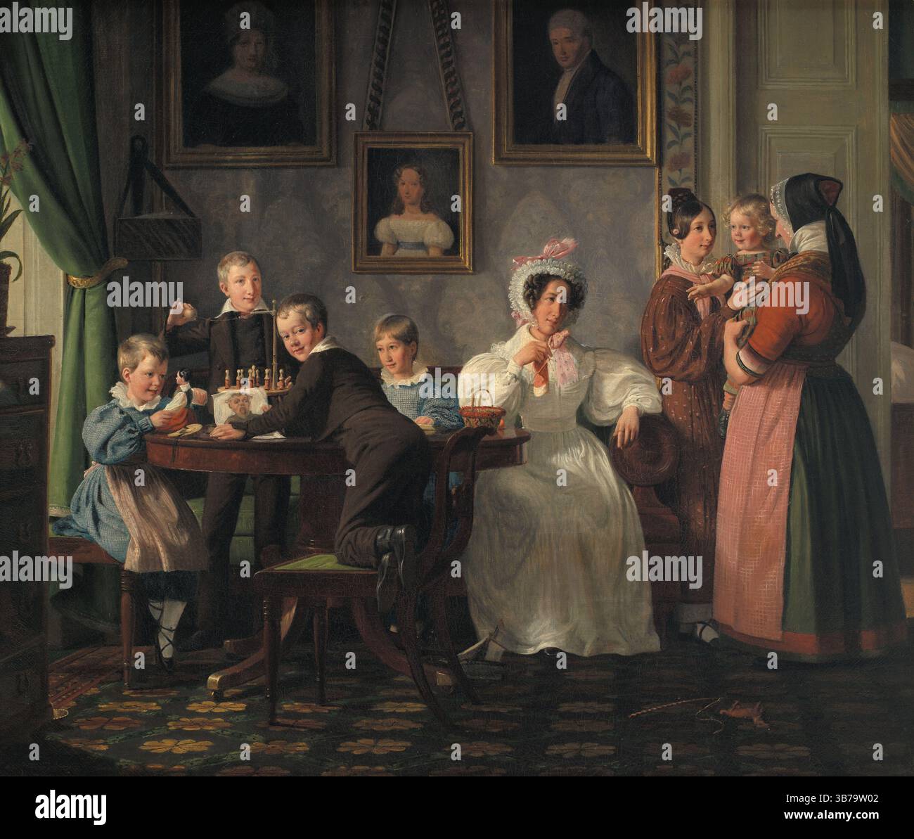 La famiglia Waagepetersen. Museo: Statens Museum for Kunst, Copenhagen. Autore: Wilhelm Nicolai Marstrand. Foto Stock