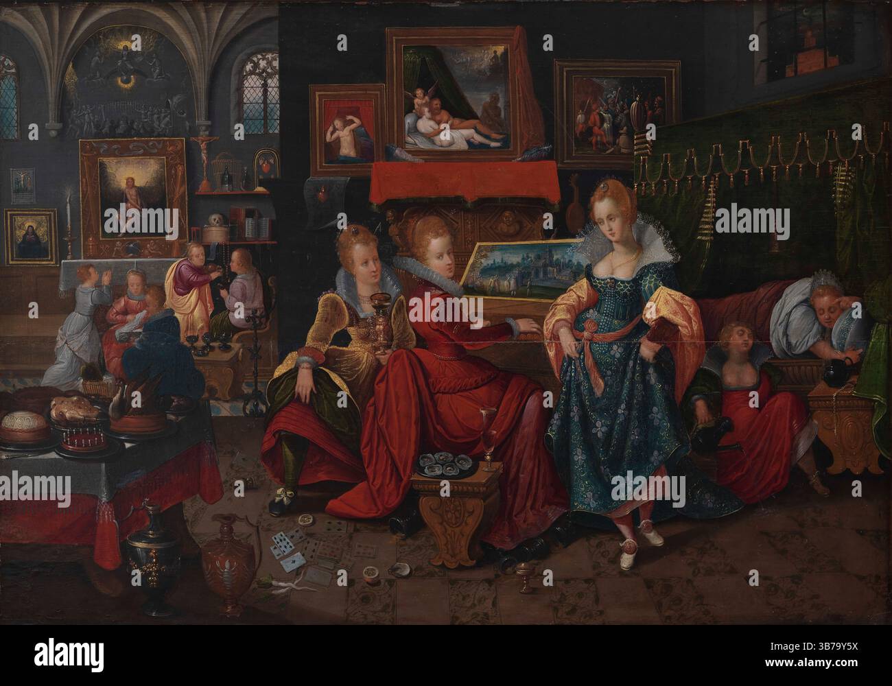 La parabola delle sagge e stupide Vergini. Museo: Statens Museum for Kunst, Copenhagen. Autore: Hieronymus Francken II Foto Stock