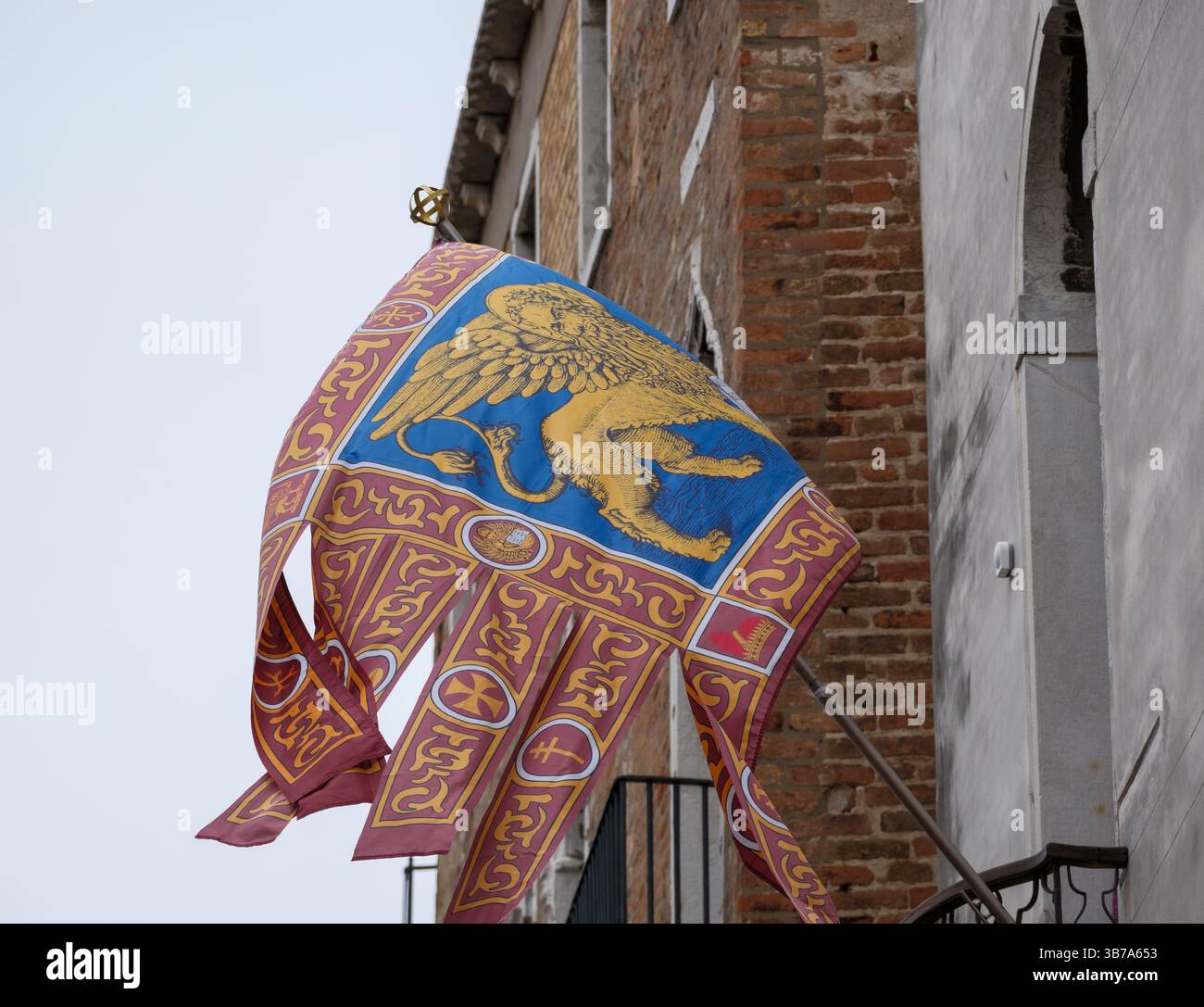 Bandiera dell'antica Repubblica di Venezia, Venezia, Italia Foto Stock