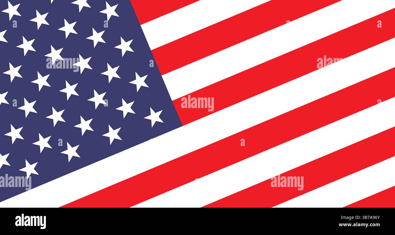 Bandiera degli Stati Uniti d'America. Bandiera DEGLI STATI UNITI. La bandiera americana pendente. Illustrazione del computer vettoriale. Illustrazione Vettoriale