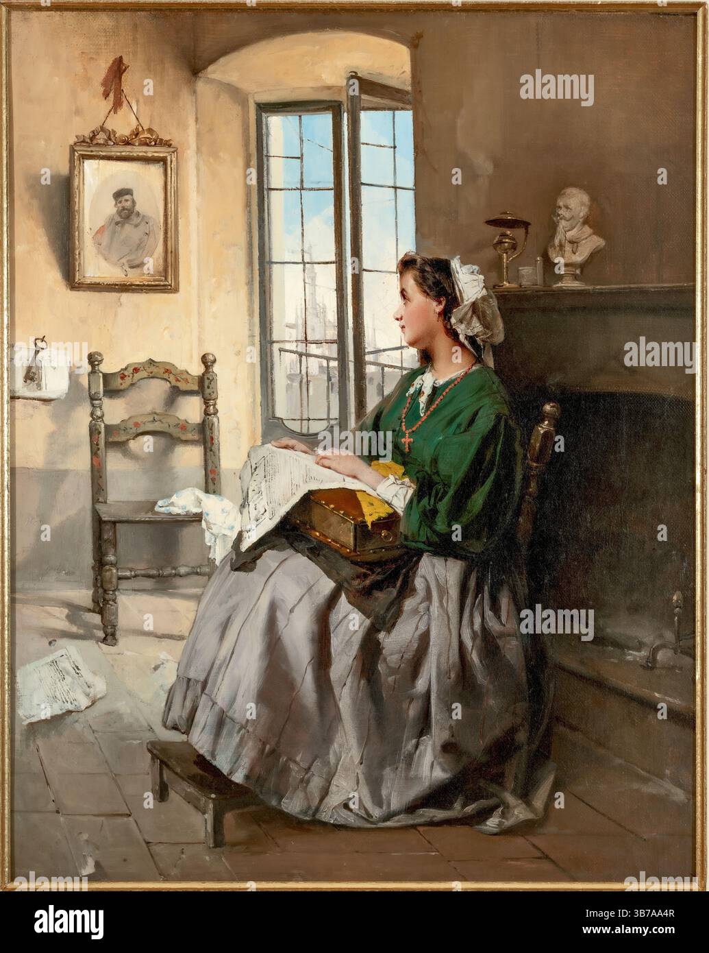 Domenico Induno, A Thought to Garibaldi, 1862, olio su tela, Milano, Italia. Foto Stock