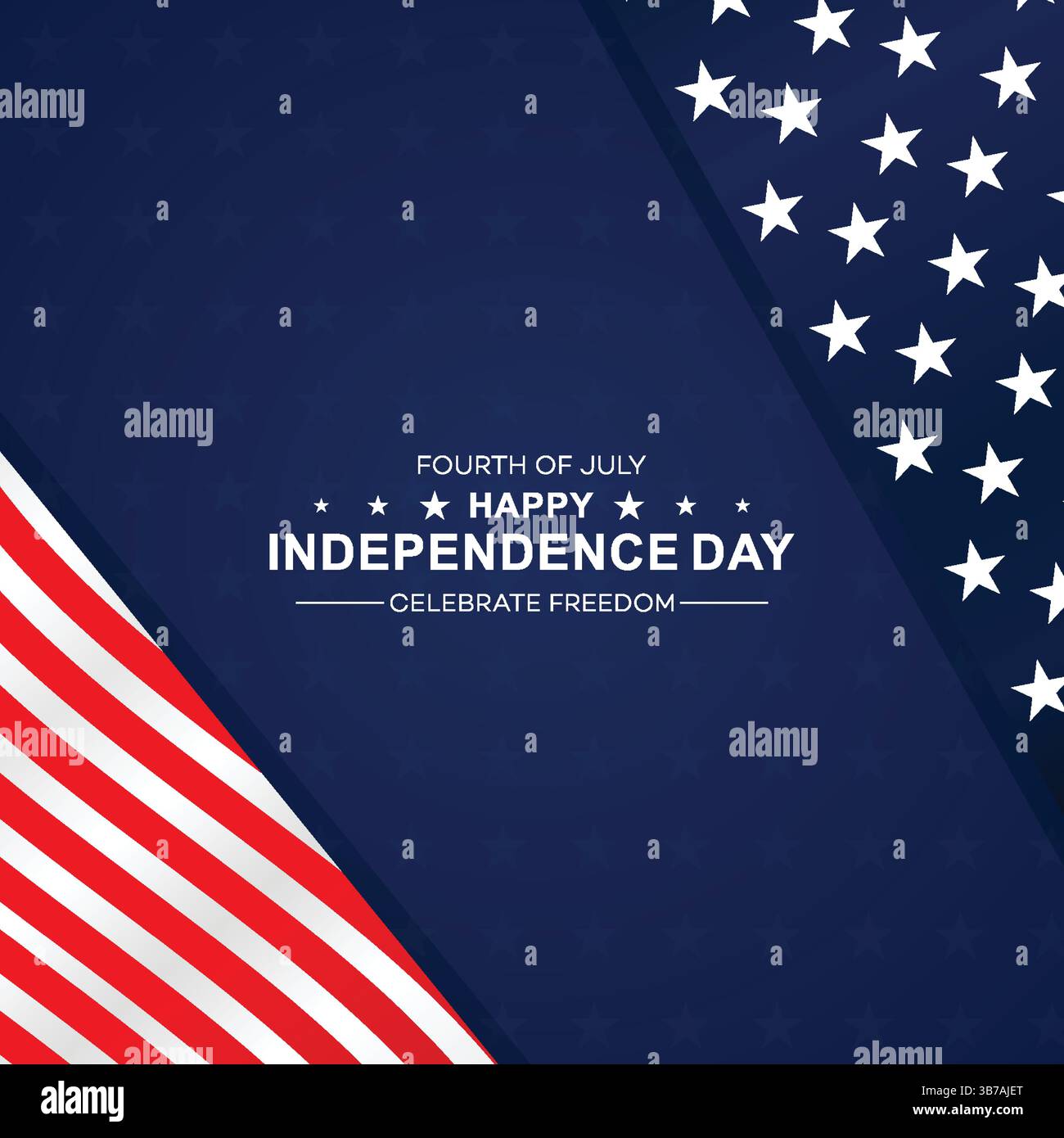 Buon giorno dell'indipendenza USA con elementi di bandiera patriottica e testo Illustrazione Vettoriale