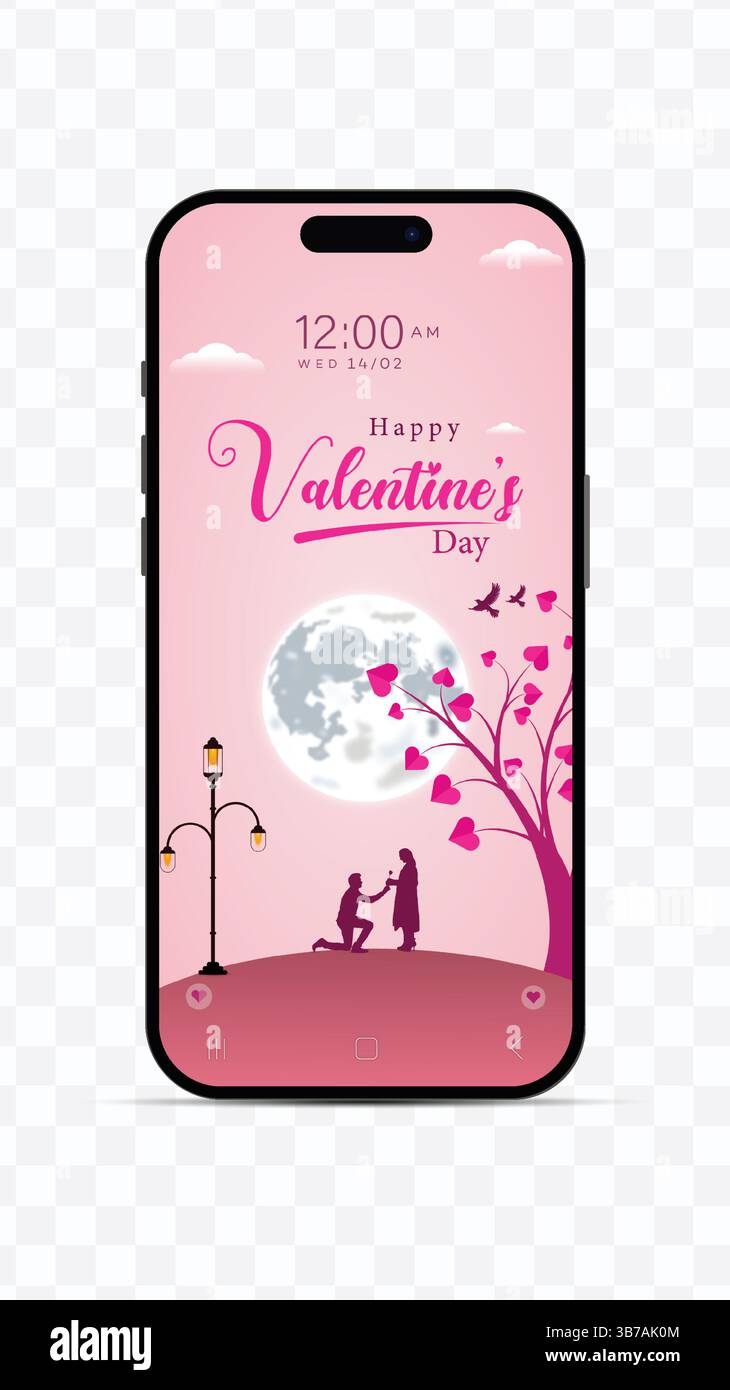 Buon San Valentino Love, Roses e silhouette romantiche Illustrazione Vettoriale