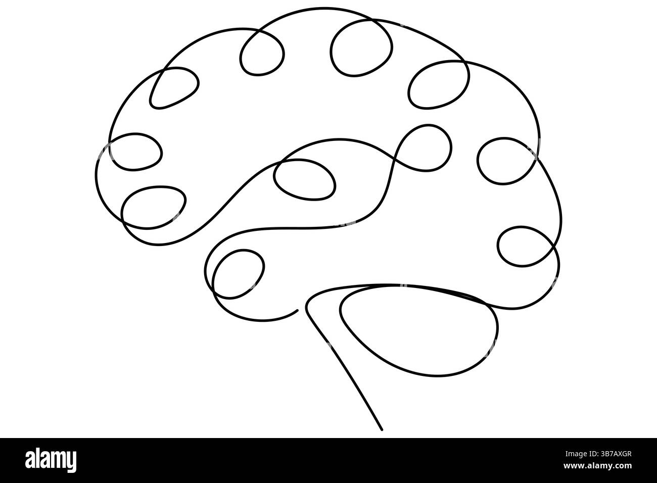Disegno continuo di una linea di un cervello stilizzato, perfetto per progetti medici o di progettazione Illustrazione Vettoriale