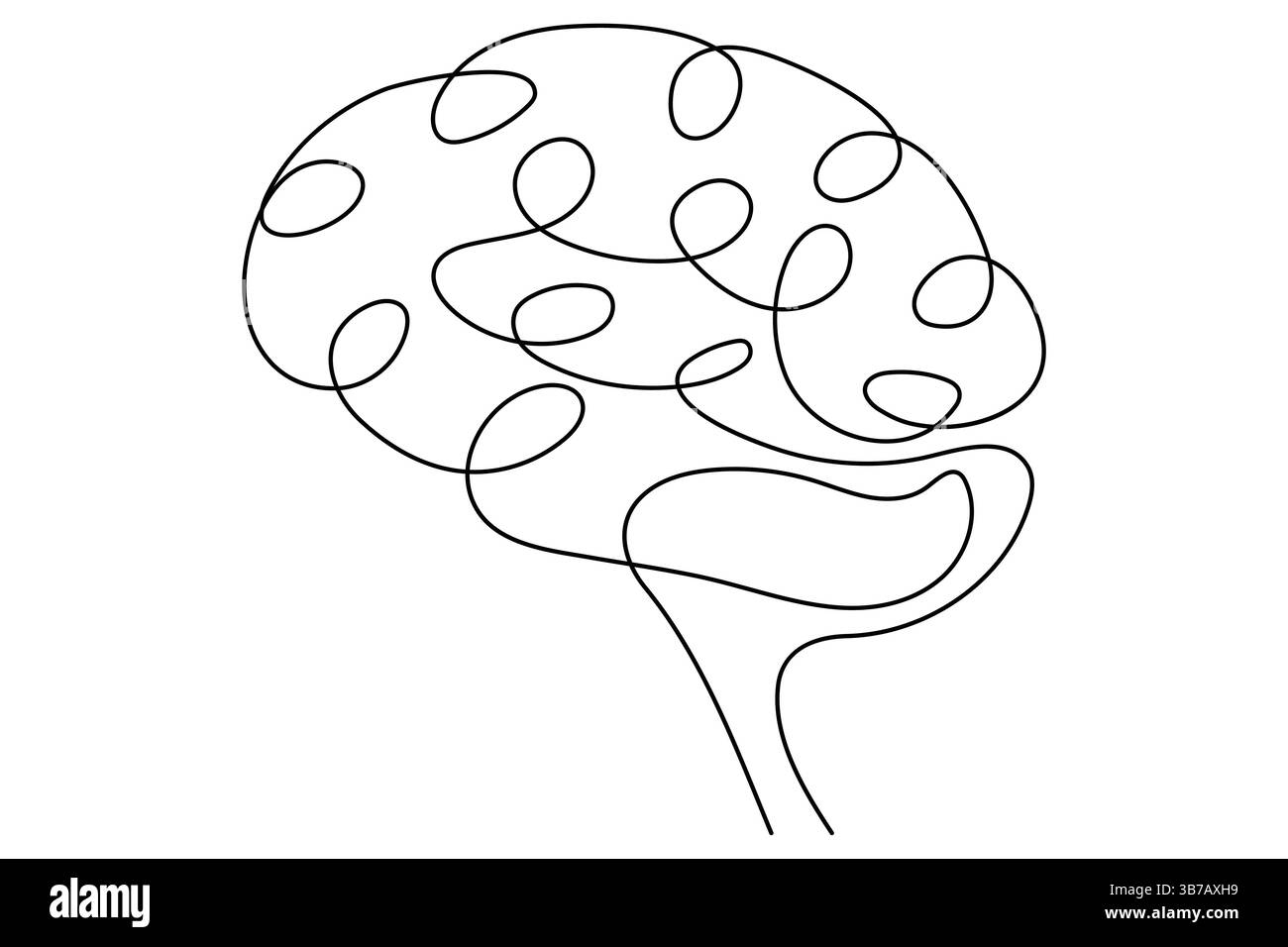 Disegno continuo di una linea di un cervello stilizzato, perfetto per progetti medici o di progettazione Illustrazione Vettoriale