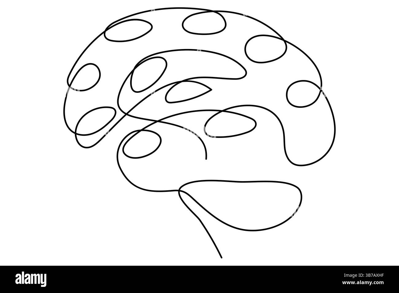 Disegno continuo di una linea di un cervello stilizzato, perfetto per progetti medici o di progettazione Illustrazione Vettoriale