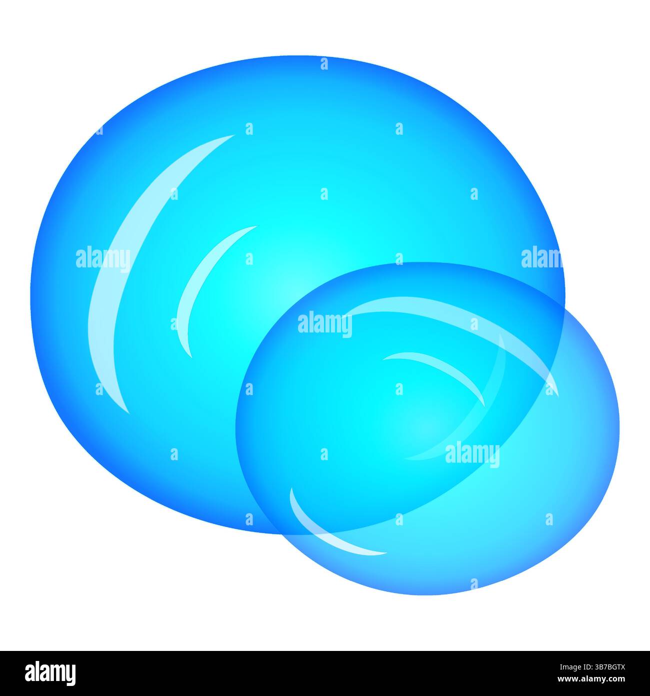 Illustrazione vettoriale estiva colorata con bolle d'acqua blu trasparenti sovrapposte su sfondo bianco. Bolla d'aria subacquea. Perfetto per la somma Illustrazione Vettoriale