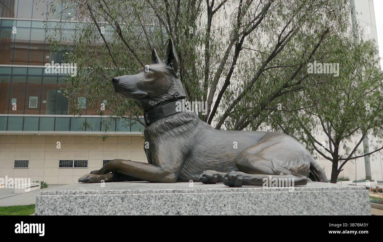 Los Angeles, California, USA 4 maggio 2025 K-9 Dog Memorial presso il Dipartimento di polizia di Los Angeles il 4 maggio 2025 a Los Angeles, California, USA. Foto di Barry King/Alamy Stock Photo Foto Stock