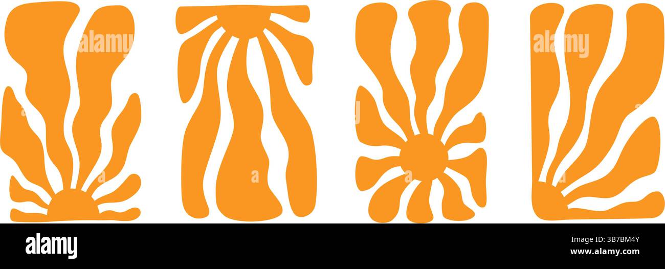 Sfondi con raggi di sole gialli. Raggi ondulati in stile gotico. Poster abstract Sun burst. Consistenza psichedelica. design anni '70, '80. Linee d'onda radiali. Vettore Illustrazione Vettoriale