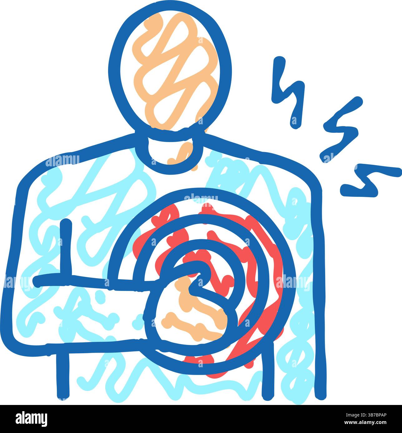 illustrazione dell'icona del dolore toracico Illustrazione Vettoriale