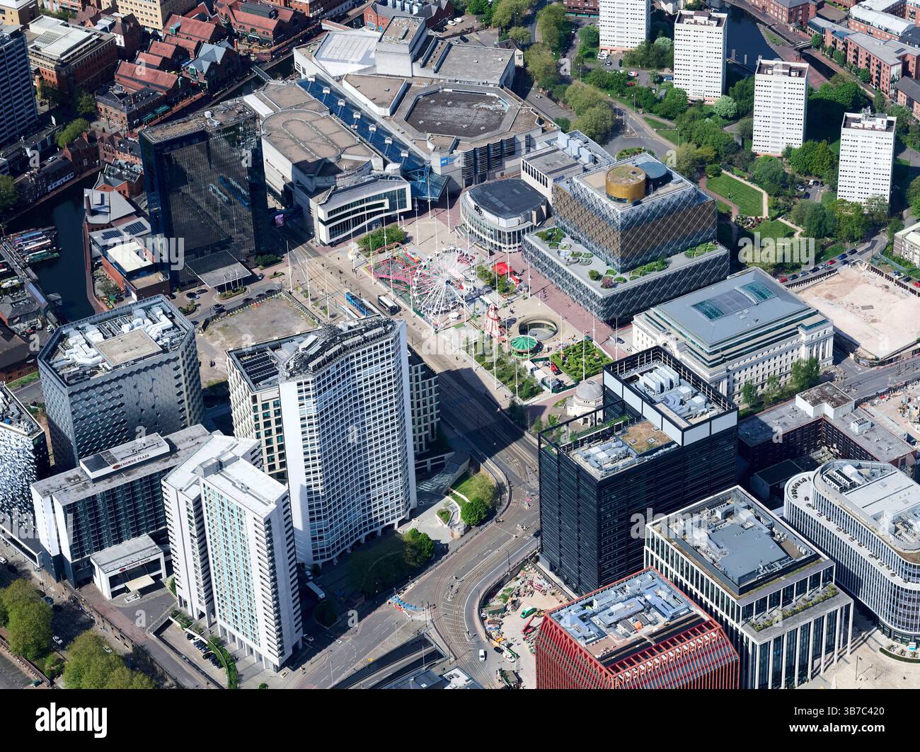 Una vista aerea del centro di Birmingham, West Midlands, Inghilterra, Regno Unito Foto Stock