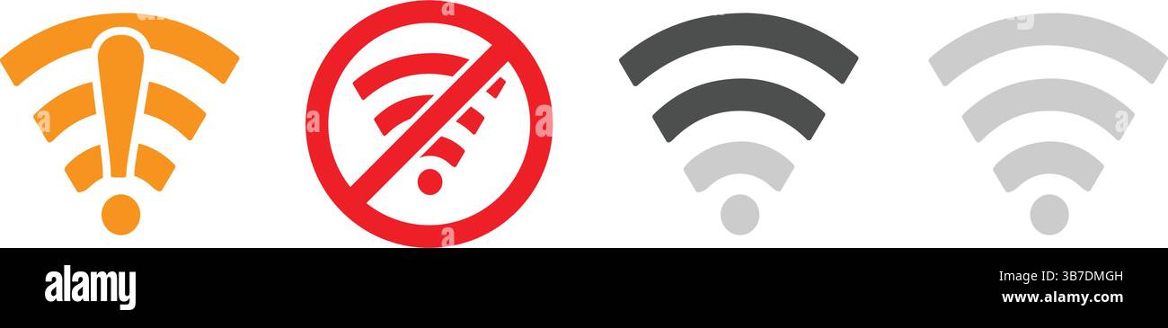 Icona wireless e wi-fi o icona wi-fi per l'accesso remoto a Internet, connessione Internet, icona del segnale, variazioni simbolo del vettore podcast, vettore. Illustrazione Vettoriale
