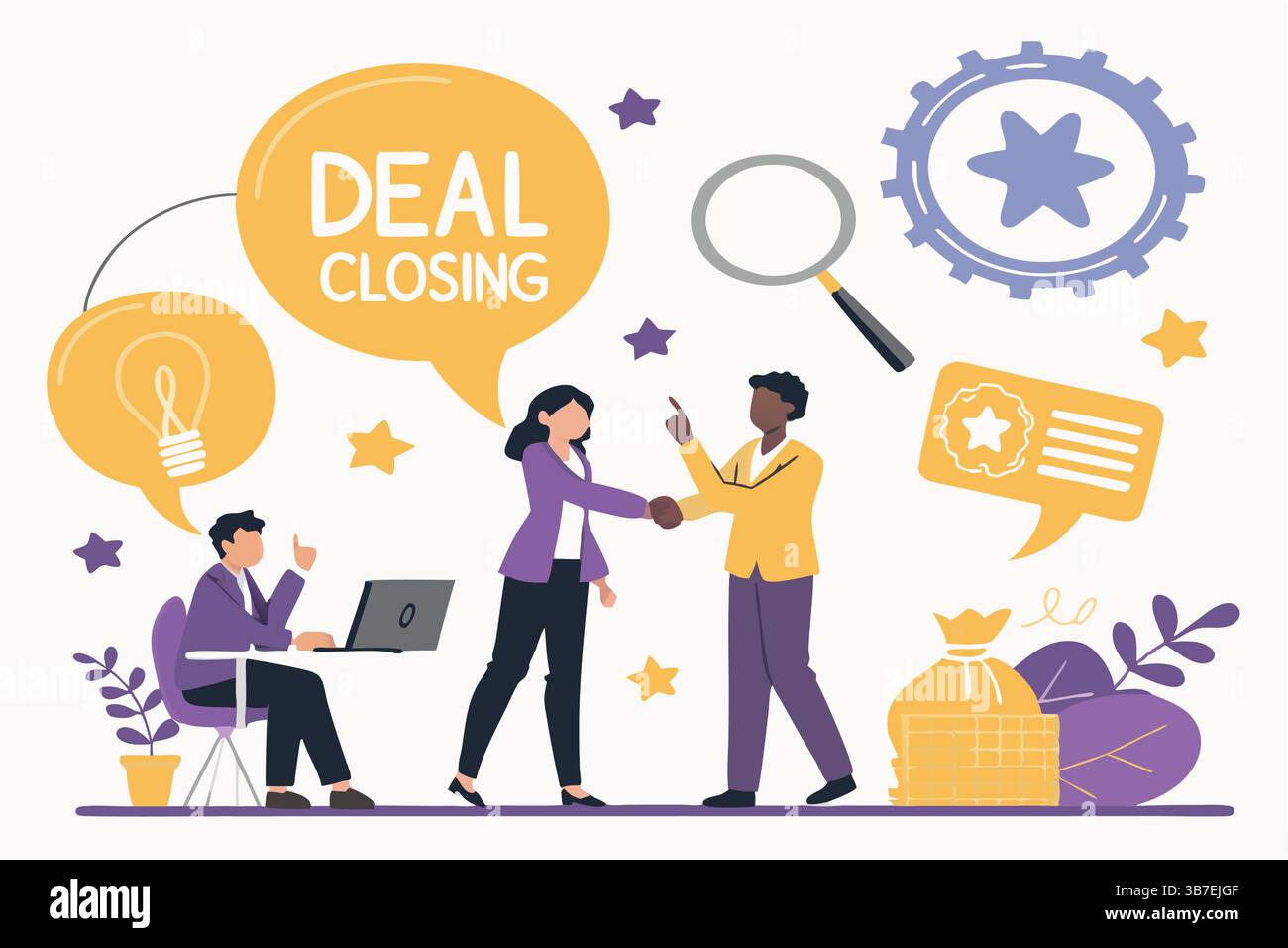 "Diverse riunioni aziendali del team e illustrazione della collaborazione tra le mani" Illustrazione Vettoriale