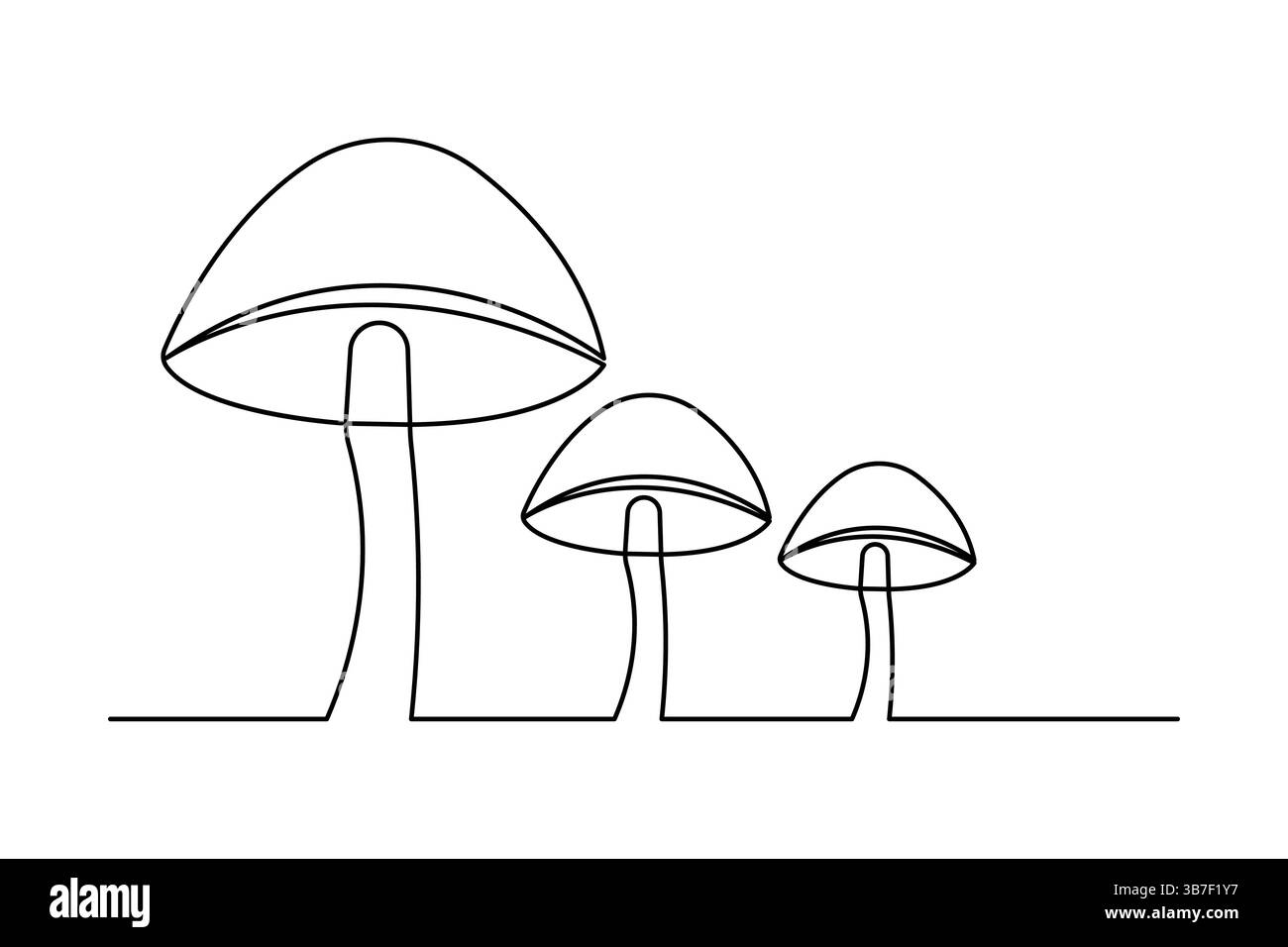Illustrazione vettoriale disegno continuo a fungo di una linea Illustrazione Vettoriale