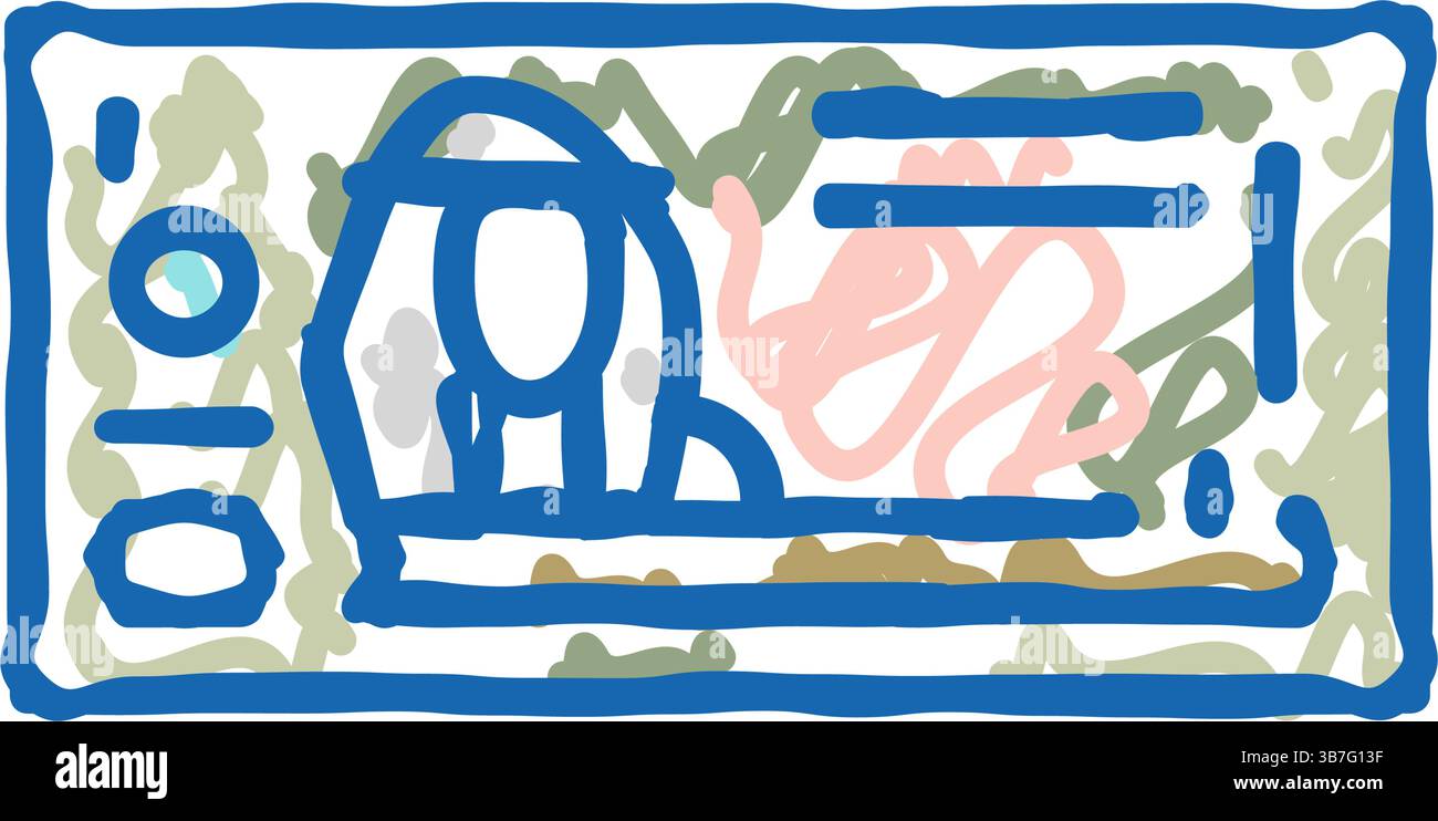 illustrazione doodle icona del dinaro del bahrein bhd Illustrazione Vettoriale