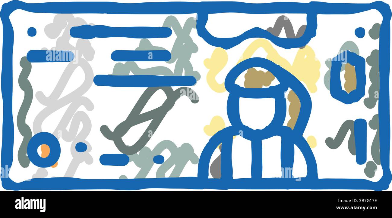 illustrazione a doodle dell'icona omr rial omanita Illustrazione Vettoriale