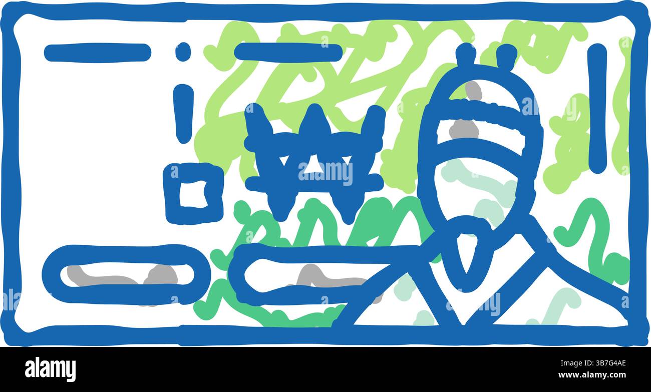 illustrazione a doodle dell'icona won krw Illustrazione Vettoriale