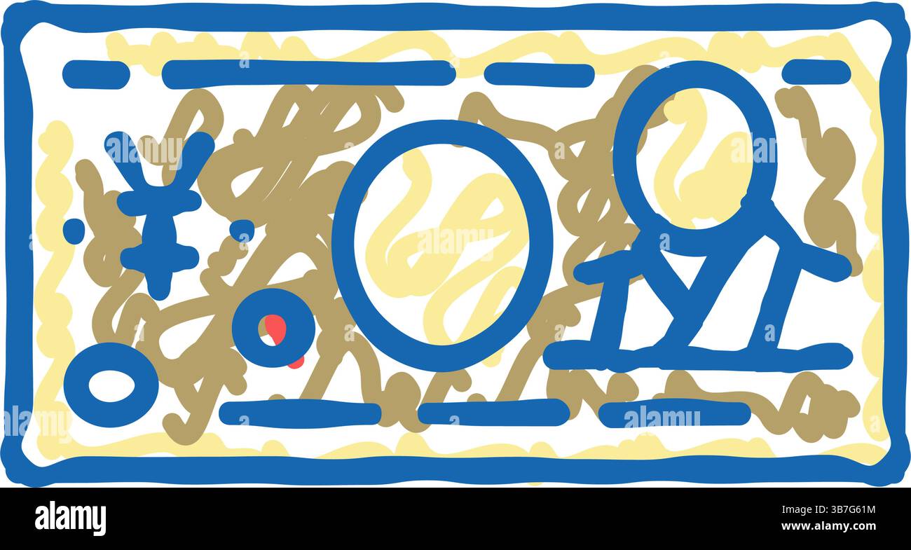 icona yen jpy illustrazione a doodle Illustrazione Vettoriale
