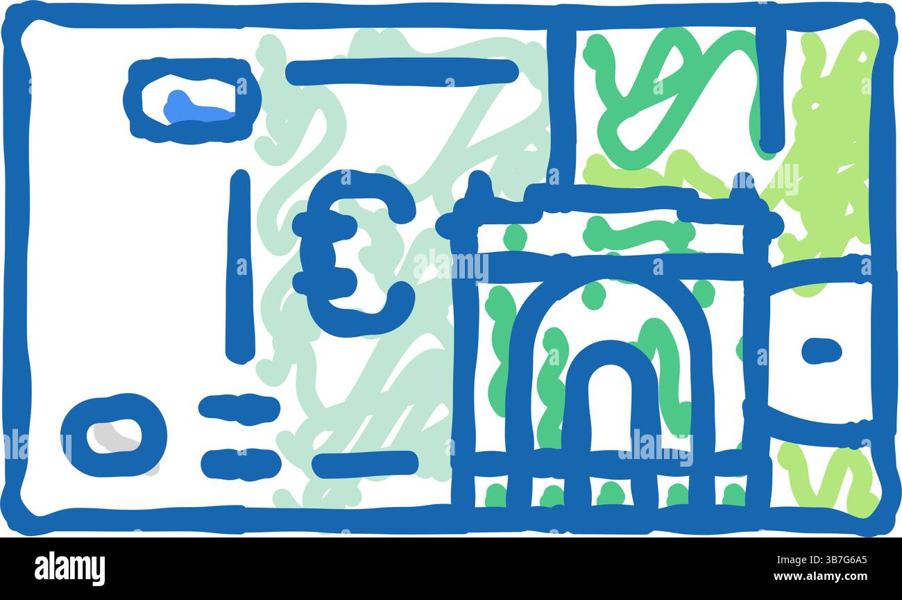 illustrazione doodle dell'icona euro eur Illustrazione Vettoriale